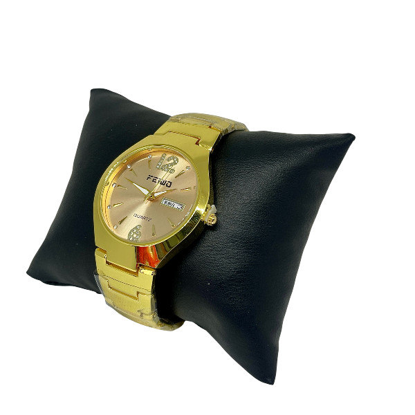 Feiwo গোল্ডেন স্টেইনলেস স্টিল ওয়াচ